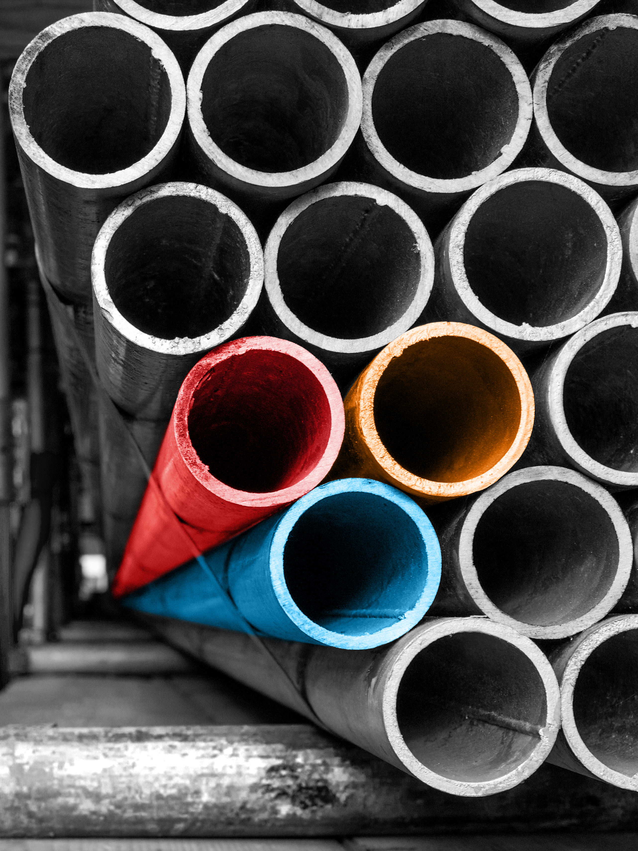 Tuyaux industriels colorés